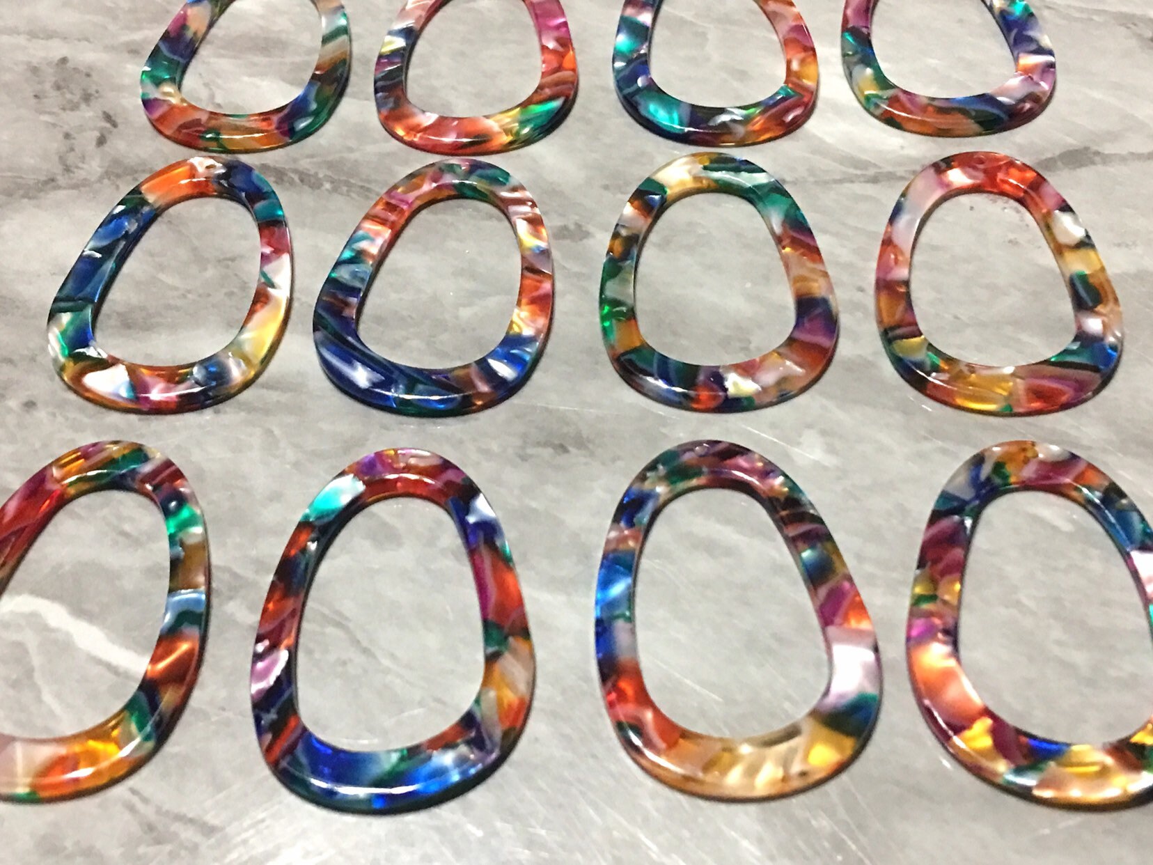 Rainbow Watercolor Mosaic Tortoise Shell Acrylic Blanks Cutout, Earring ...
