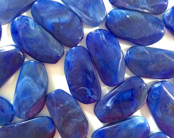 Large DARK BLUE Stone Beads - Acrylic Beads that look like stained glass for Jewelry Making-Necklaces, Bracelets, or Earrings 45MM