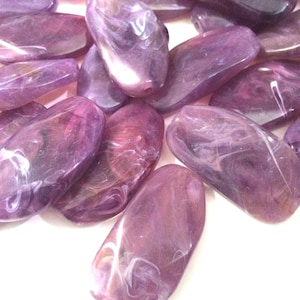 Large Purple Gem Stone Beads - Amethyst Acrylic Beads that look like stained glass for Jewelry Making-Necklaces, Bracelets, Earrings! 45mm
