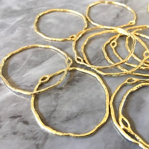 Grote gouden cirkel 35 mm met 1 gat voor oorbellen, gouden cirkel vormstukken, doe-het-zelf gouden oorbel, sieraden rond goud, geometrische boho lange ketting