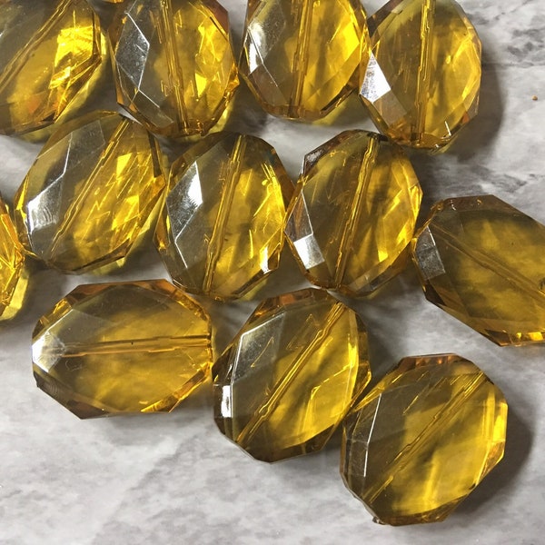 Olive Oil Large Beads, faceted acrylic bead, LUSTER collection, lucite beads, brown bracelet, wire bangle beads, yellow clear jewelry