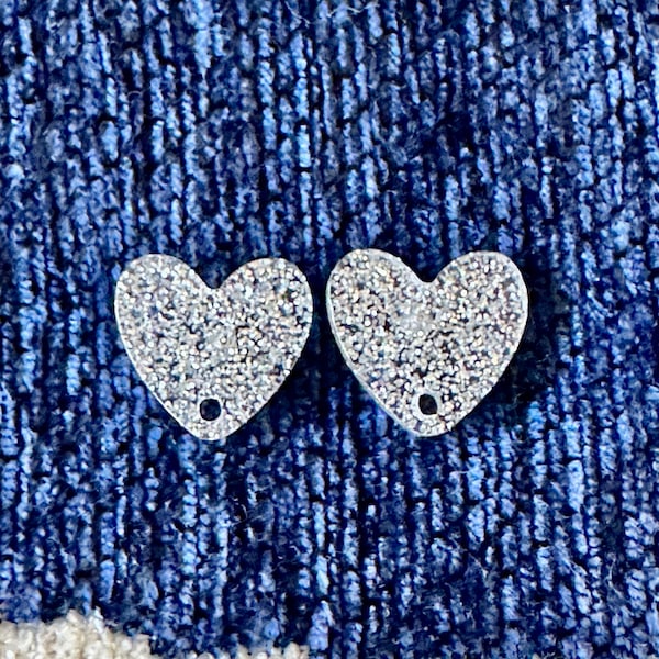 12mm Silver GLITTER post earring blanks drop stud jewelry dangle DIY earrings making heart resin, confetti circle rainbow blanks gray blank