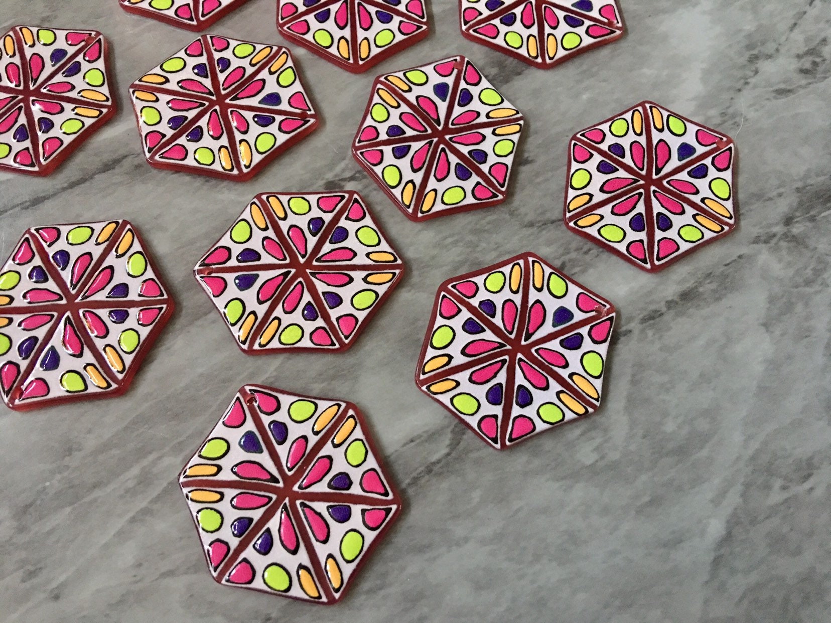 3D Printed Kaleidoscope Beads Rainbow Cutout Acrylic 40mm Etsy