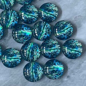 Abalone Shell Green & Blue Art Resin 12mm Druzy Cabochons, kit de fabricación de joyas juego de pendientes, joyería de bricolaje, tachuelas druzy 12mm Druzy pendientes