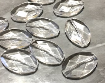 Oval 31mm translucent CLEAR Slab Nugget Beads, Beads for Bangle Making Jewelry Making, clear translucent beads, clear jewelry clear bracelet