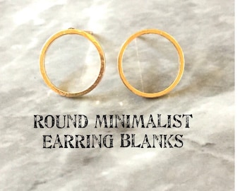 12mm Minimalist Gold post earring circle blanks, gold round earring, gold stud earring, gold jewelry, gold dangle earring making