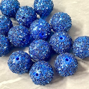 Royal Blue Confetti chunky beads, 20mm colorful round bubblegum jewelry making beads, bubble girls necklace bracelet earrings