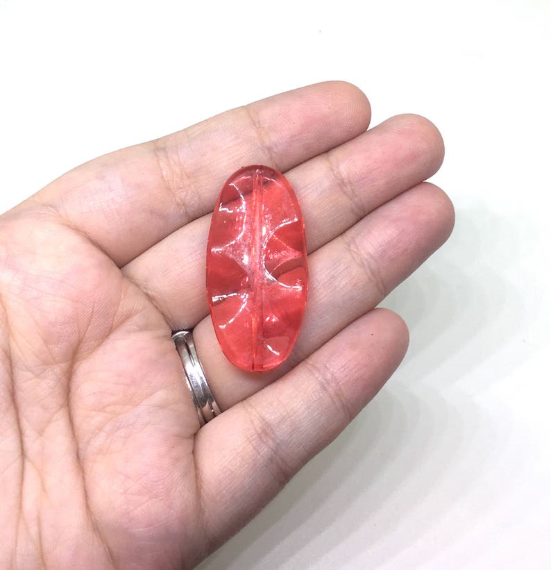 red faceted acrylic beads XL Red oval surf board beads large acrylic beads bangle beads jewelry making red oval beads red jewelry