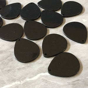 Black shiny Acrylic Blanks Cutout, teardrop blanks, earring pendant jewelry making, 34mm jewelry blanks, 1 Hole blanks diy jewelry kit oval
