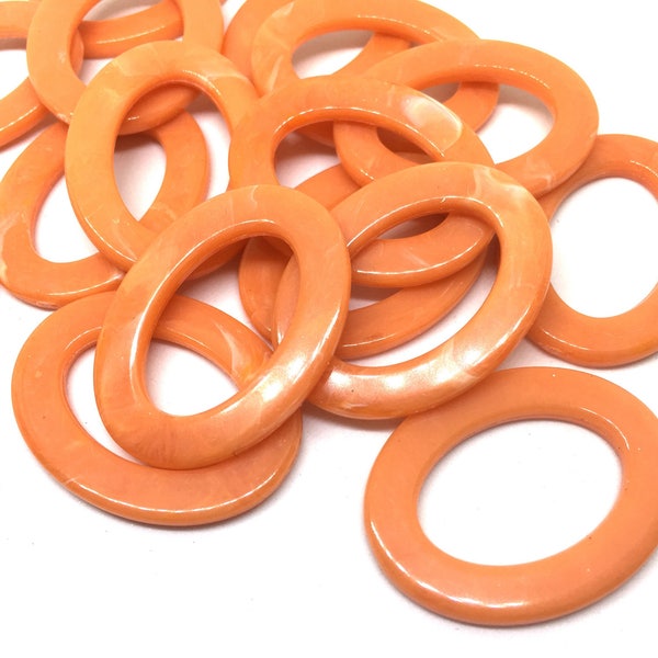 Orange Peel ovale déclaration bijoux perles, perles de 39mm de forme ovale, bracelet en perles, fil de perles bracelet, collier, perle de connecteur, ovale orange