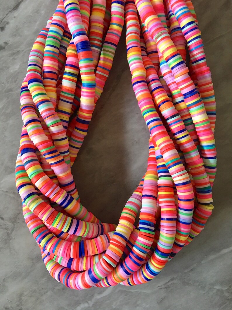 Rainbow 8mm WHOLESALE Rubber Disc Beads 16 Strand Heishi Etsy