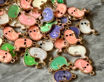 Wholesale Halloween Girly Ghosts Charme-Rohlinge, grün, lila, weiß Schmuck große Perlen, chunky Handwerk liefert Draht Armreif Schmuck Armband