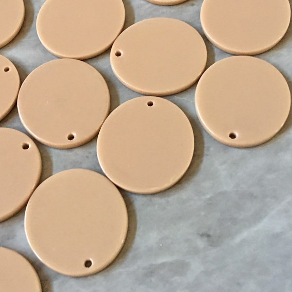 Tan Mocha Acrylic Blanks Cutout, Circle blanks, earring bead jewelry making, 25mm circle jewelry, 1 Hole circle bangle single hole