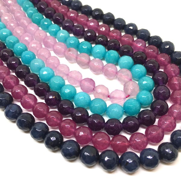 8mm multi color Agate faceted Glass round Beads, jewelry Making beads, Wire Bangles, long necklaces, tassel necklace, rainbow gemstones