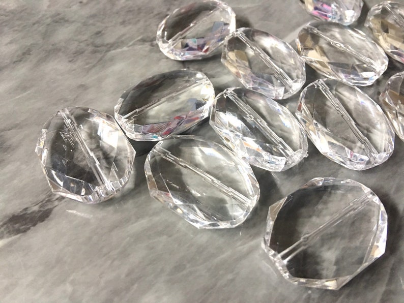 Clear Large Beads faceted acrylic bead LUSTER collection Etsy