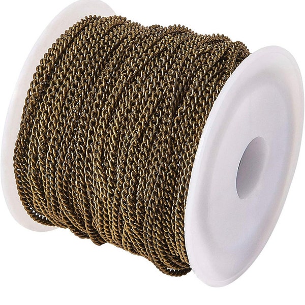 GROOTHANDEL 33 Voeten Messing Antiek Brons Kleur Curb Chains, bruine vintage Sieraden Maken Twisted Chain 2mm schakels