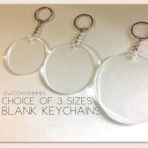 Porte-clés vierges, 2 modèles 2,5 3 pouces, porte-clés circulaires, ébauches acryliques, porte-clés monogramme, cercles acryliques, breloque porte-clés, clé de cordon