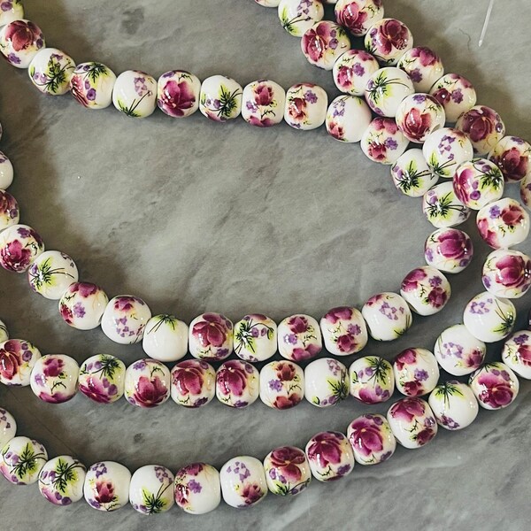thumbnail image 2 of 25 Hand-Painted Metal Beads – 8mm Round, Cloisonné Style – Blue 2 of 5