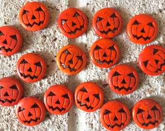 Halloween Perlen, Kürbis Perlen, Jack O Lantern Perlen, Halloween Schmuck große orange Perlen, klobiges Bastelzubehör für Drahtarmreif oder Schmuck