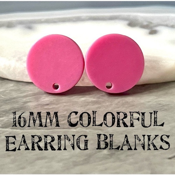 Pink 16mm colorful circle post earring circle blanks, drop earring stud earring, jewelry dangle DIY earring making round magenta