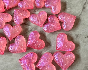 Hearts in Heart 30mm acrylic beads, Pink Resin shimmer chunky craft supplies wire bangle jewelry making love jewelry Valentine’s Day love