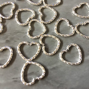 Sweetheart SILVER beads, 13mm chunky jewelry earrings, jewelry making, hippie drop earrings mod boho twisted wire silver chain