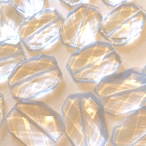 XL CLEAR faceted beads, acrylic beads jewelry making, 39mm , chunky transparent beads, translucent beads, wire bangles or bracelet