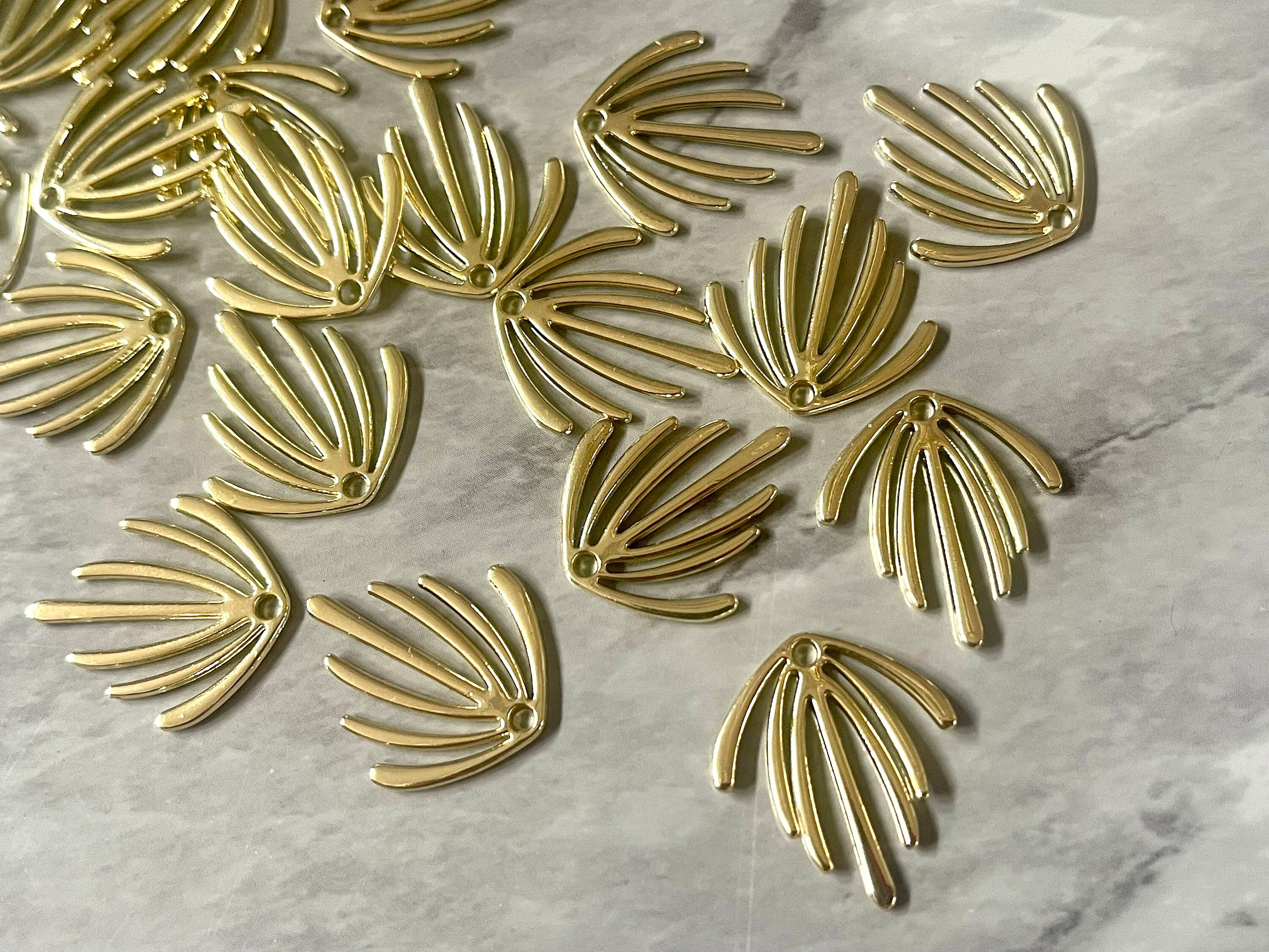 Earring Gold Acrylic Shape Half Fan 