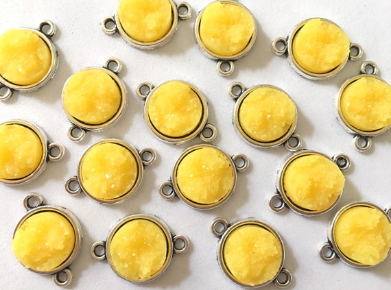 Honey Butter Druzy Beads With 2 Holes Faux Druzy Connector Beads Yellow Druzy Druzy Bracelet Druzy Bangle Yellow Bracelet Silver Etsy Canada