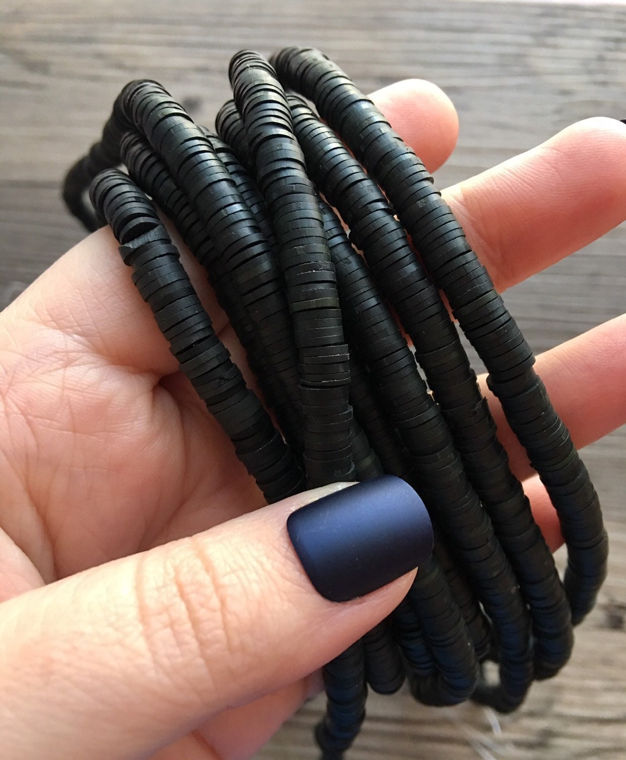 Black 6mm WHOLESALE Rubber Disc Beads 17 Strand Heishi Etsy