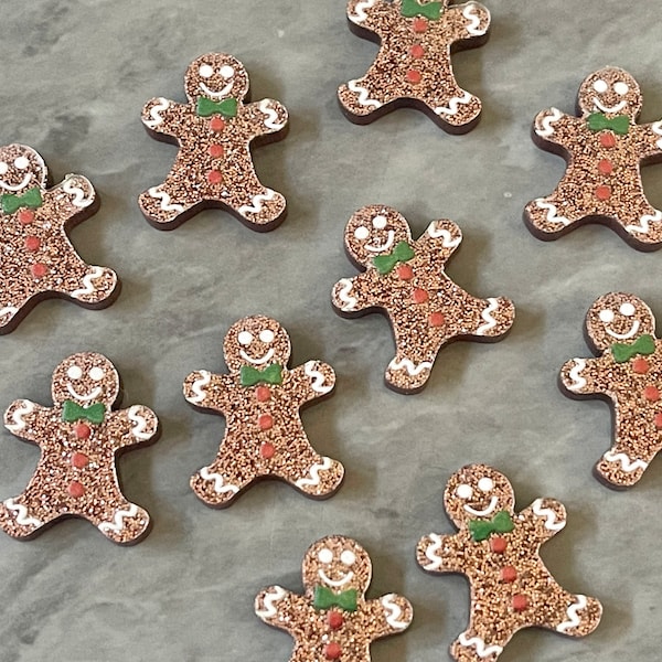 Gingerbread Man Acrylic Blanks Cutout, stud earring jewelry making, wreath blanks, winter Christmas holiday glitter stocking stuffer brown