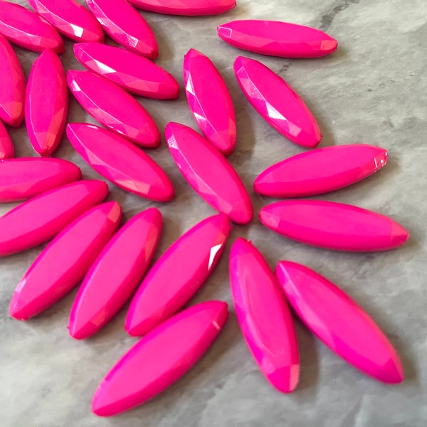 Hot Pink Beads, oval pink Beads, Acrylic Beads, 34mm beads, Colorful beads, pink jewelry, Chunky Beads necklace earrings drop girls