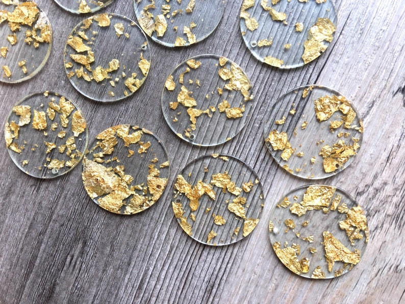 Gold Foil & Clear Resin Acrylic Blanks Cutout Circle blanks Etsy