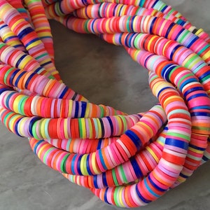 Rainbow 8mm WHOLESALE rubber disc beads, 16” strand heishi beads, colorful round polymer beads, colorful pride clearance beads, donut beads