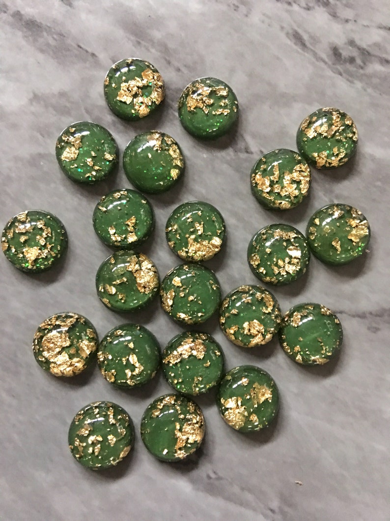 Olive Green Gold Foil Resin 12mm Druzy Cabochons Jewelry Etsy