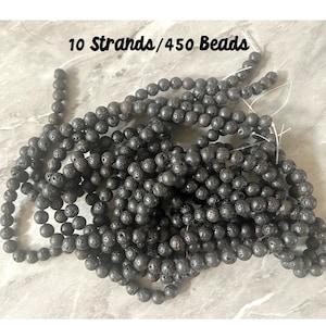 WHOLESALE 10 Strands Natural Lava Rock Beads Black, 8mm beads for essential oil jewelry, add smells or fragrance, black jewelry