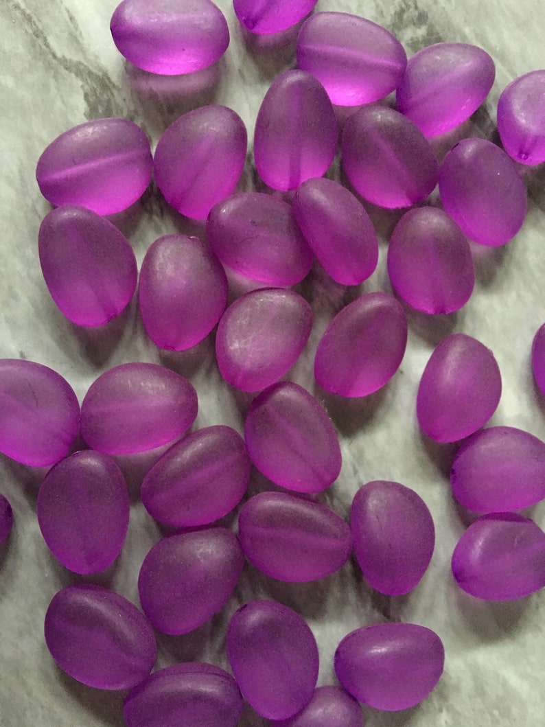 Dark Purple Frosted Matte Jelly Bean Beads 18mm Colorful Oval Etsy