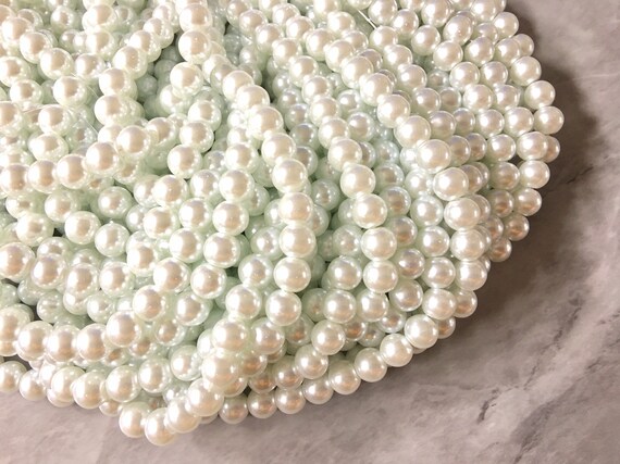 White 8mm Glass WHOLESALE Round Pearl Beads 30 Strand 105 Beads
