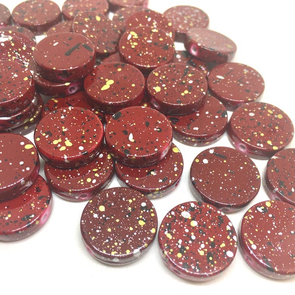 Maroon Red Beads, painted Beads, 20mm Beads, circular acrylic beads, bracelet necklace earrings, jewelry making, bangle beads, red necklace