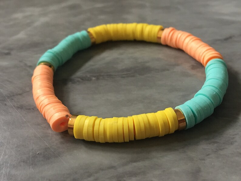 DIY Kit Beads Heishi Bracelet Kit Rubber Disc Beads Strand Etsy