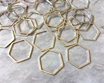 23mm Silver Metal Hexagon, bracelet necklace earrings, jewelry making, geometric earrings, 6 sided figure blanks, simple minimalist jewelry