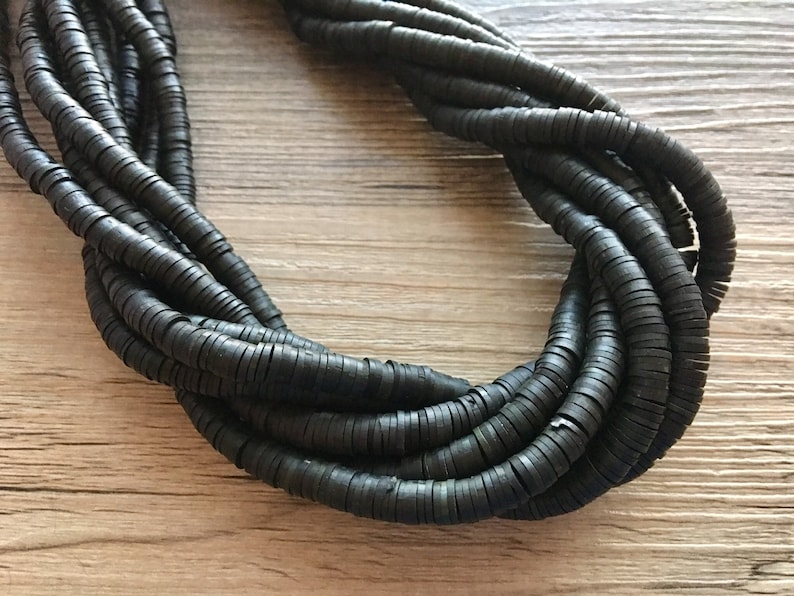 Black 6mm WHOLESALE Rubber Disc Beads 17 Strand Heishi Etsy