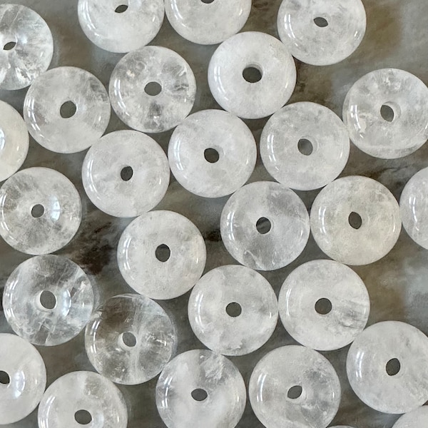 WHOLESALE Natural Gemstone Pendants, Donut Pi Disc Charms, Large Hole Crystal Quartz Gems Pen Beads jewelry beads round heishi rondelle