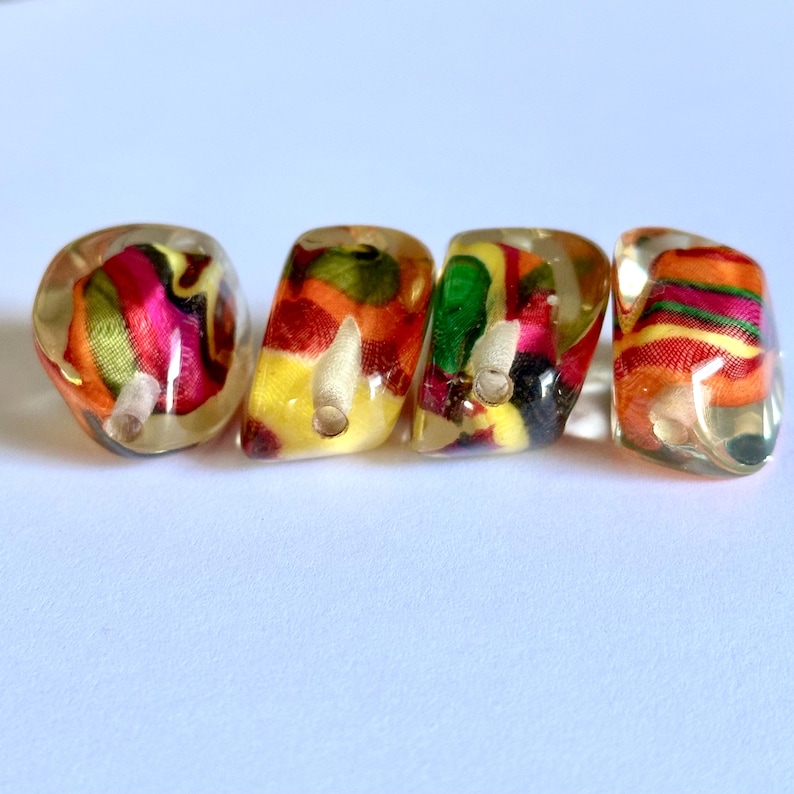 Resin Rings Insert Vintage Rainbow Resin Clear Bead, 32mm Long for Bangle Necklace Earring ...