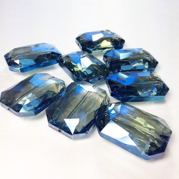 34mm Glass Crystal in dark blue - faceted crystals for jewelry creation, bangle making