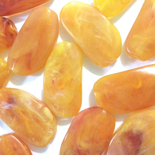 Large MARIGOLD Gem Stone Beads - Acrylic Beads that look like stained glass for Jewelry Making-Necklaces, Bracelets, or Earrings! 45x25mm St