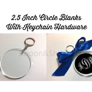 Acrylic Blanks, 2.5 Inch Circles w 1 Hole, Keychain blanks, blank acrylics, circle keychains, monogram keychain, monogram gifts circle blank