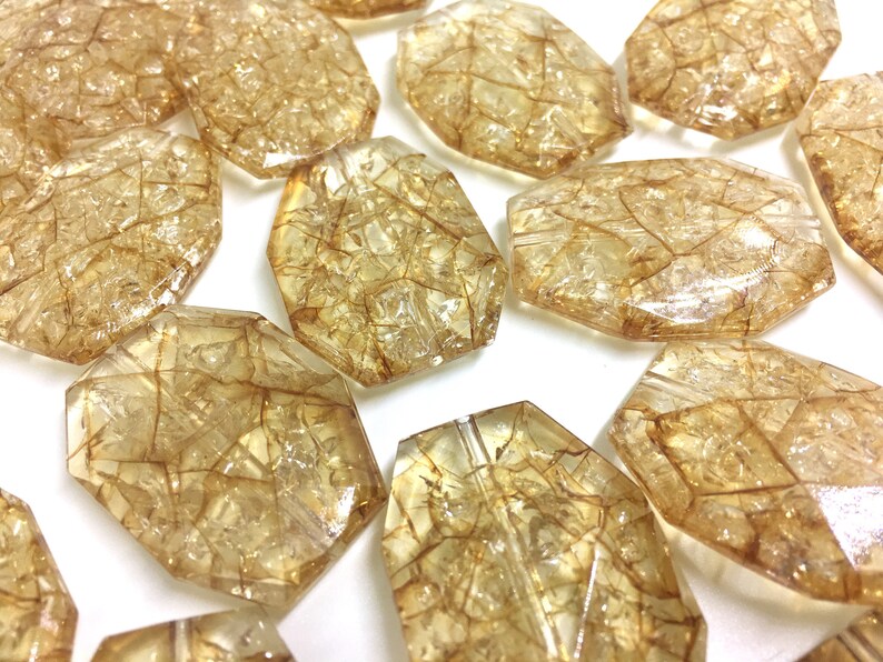 chunky craft supplies for wire bangle or jewelry making tan brown Champagne Dinosaur Egg Clear Faceted 35mm acrylic beads