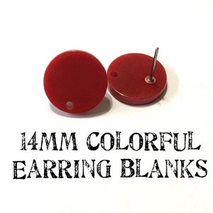 14mm red post earring round blanks, dark red round earring, maroon stud earring, drop dangle earring making colorful jewelry blanks