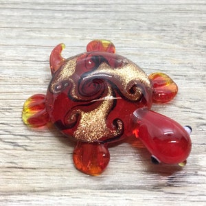 Red Turtle Handmade Lampwork Blown Glass pendant, Grade A 54mm glass bead long mandala necklace, glass necklace jewelry